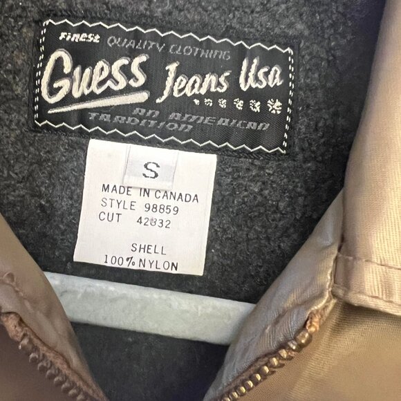 Vintage GUESS JEANS USA Gold Satin Bomber Jacket - Made in Canada - Size S - Picture 10 of 11
